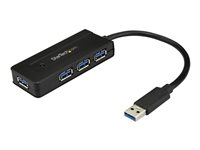 StarTech.com USB 3.0-hubb med 4 portar - Minihubb med laddningsport - Strömadapter medföljer - hubb - 4 portar ST4300MINI