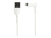 StarTech.com 1m tålig USB-A till Blixtkabel - vitt 90° högervinkad, robust aramidfiber USB typ A till Blixtuppladdning/synkron sladd - Apple MFi-certifierad - iPhone - Lightning-kabel - Lightning / USB - 1 m RUSBLTMM1MWR