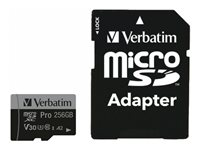 Verbatim PRO U3 - flash-minneskort - 256 GB - mikroSDXC UHS-I 47045