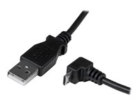 StarTech.com 2m Micro USB Cable Cord - A to Down Angle Micro B - Down Angled Micro USB Cable - 1x USB A (M), 1x USB Micro B (M) - Black (USBAUB2MD) - USB-kabel - mikro-USB typ B till USB - 2 m USBAUB2MD