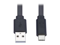 Eaton Tripp Lite Series USB-A to USB-C Flat Cable - M/M, USB 2.0, Black, 6 ft. (1.83 m) - USB typ C-kabel - USB till 24 pin USB-C - 1.8 m U038-006-FL