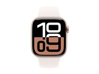 Apple Watch Series 10 (GPS) - guldrosa aluminium - smart klocka med sportband - light blush - 64 GB MWWH3QN/A