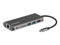 StarTech.com USB C Multiport Adapter - Portable USB-C Dock to 4K HDMI, 2-pt USB 3.0 Hub, SD/SDHC, GbE, 60W PD Pass-Through - USB Type-C/Thunderbolt 3 - NEW VERSION AVAILABLE DKT30CSDHPD3 (DKT30CSDHPD) - dockningsstation - USB-C / Thunderbolt 3 - 1GbE DKT30CSDHPD