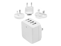 StarTech.com 4-Port Travel USB Wall Charger - 34W/6.8A International Travel Adapter - White - Portable USB Charging Station (USB4PACBK) strömadapter - USB - 34 Watt USB4PACWH