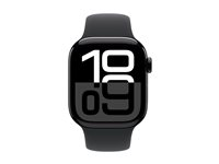 Apple Watch Series 10 (GPS + Cellular) - jet black aluminum - smart klocka med sportband - svart - 64 GB MWX73QN/A