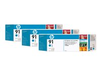 HP 91 - 3-pack - cyan - original - bläckpatron C9483A