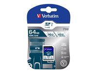 Verbatim PRO - flash-minneskort - 64 GB - SDXC UHS-I 47022