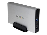 StarTech.com 3.5in Silver Aluminum USB 3.0 External SATA III SSD / HDD Enclosure with UASP - Portable USB 3 3.5" SATA Hard Drive Enclosure (S3510SMU33) - förvaringslåda - SATA 6Gb/s - USB 3.0 S3510SMU33