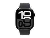 Apple Watch Series 10 (GPS) - jet black aluminum - smart klocka med sportband - svart - 64 GB MWWP3QN/A