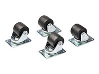 StarTech.com Heavy Duty Casters for Server Racks/Cabinets, Set of 4 Universal M6 2-inch Swivel Caster Kit, 45x75mm Pattern, Replacement Caster Wheels for 4 Post Racks, Steel/Plastic - 4-Pack Rolling Caster Kit (RKCASTER2) - stödhjulssats för rack RKCASTER2