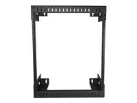 StarTech.com 12U 19" Wall Mount Network Rack - 12" Deep 2 Post Open Frame Server Room Rack for Data/AV/IT/Computer Equipment/Patch Panel with Cage Nuts & Screws 200lb Capacity, Black (RK12WALLO) - rack - 12U RK12WALLO