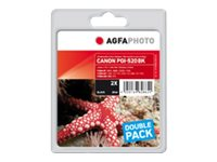 AgfaPhoto - 2-pack - svart - kompatibel - bläckpatron (alternativ för: Canon 2932B001, Canon 2932B009, Canon PGI-520BK) APCPGI520BDUOD