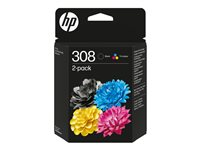 HP 308 - 2-pack - svart, gul, cyan, magenta - original - bläckpatron 6L6S6UE