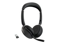 Jabra Evolve2 65 Flex UC Stereo - headset - med trådlös laddningsplatta 26699-989-989