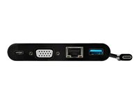 StarTech.com USB C-multiportadapter - Mini USB-C-dockningsstation med enkel VGA-skärm 1080p-video - 60 W strömförsörjning pass-through - USB 3.1 Gen. 1 Type-A på 5 Gbit/s, Gigabit Ethernet - Dockningsstation - dockningsstation - USB-C - VGA - 1GbE DKT30CVAGPD