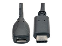 Eaton Tripp Lite Series USB 2.0 Adapter Cable - USB-C to USB Micro-B (M/F), 6-in. (15.24 cm) - USB typ C-adapter - mikro-USB typ B till 24 pin USB-C - 15 cm U040-06N-MIC-F