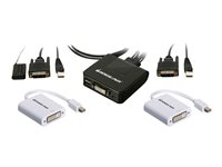 IOGEAR 2-Port DVI and Mini DisplayPort KVM Kit - Cables Included - omkopplare för tangentbord/video/mus/USB - 2 portar GCS922MDPKIT