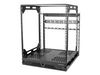 StarTech.com 12U Sliding Rotating Open Frame Network Rack, 4 Post AV /Data Rack, 16.7" Deep Slide-Out IT Equipment Rack with Cable Management Pull Out/Pivoting Computer/Communications Rack - 12U Open Frame Rack (PORACK12U) - rack - 12U PORACK12U