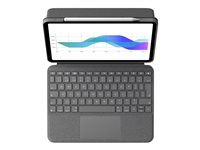 Logitech Folio Touch - tangentbord och foliefodral - med pekdyna - QWERTY - brittisk - oxford-grå Inmatningsenhet 920-009968