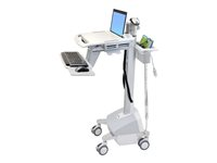 Ergotron StyleView EMR Laptop Cart, LiFe Powered vagn - för bärbar dator/tangentbord/mus/streckkodsskanner - grå, vit, polerat aluminium SV42-6102-2