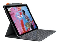 Logitech Slim Folio - tangentbord och foliefodral - QWERTY - nordiskt (danska/finska/norska/svenska) - oxford-grå Inmatningsenhet 920-011428