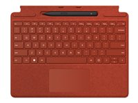 Microsoft Surface Pro Signature Keyboard - tangentbord - med pekplatta, accelerometer, Förvarings- och laddningsfack för Surface Slim Pen 2 - QWERTY - internationell engelska - vallmoröd Inmatningsenhet 8XB-00027