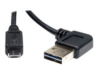 Eaton Tripp Lite Series Universal Reversible USB 2.0 Cable (Reversible Right / Left-Angle A to Micro-B M/M), 3 ft. (0.91 m) - USB-kabel - mikro-USB typ B till USB - 91 cm UR050-003-RA