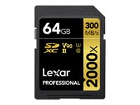 Lexar Professional - flash-minneskort - 64 GB - SDXC UHS-II LSD2000064G-BNNNG