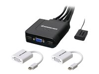 IOGEAR 2-Port VGA and Mini DisplayPort KVM Kit - Cables Included - omkopplare för tangentbord/video/mus/ljud - 2 portar GCS72MDPKIT