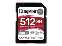 Kingston Canvas React Plus - flash-minneskort - 512 GB - SDXC UHS-II SDR2V6/512GB