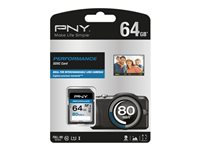 PNY Performance - flash-minneskort - 64 GB - SDXC UHS-I SD64GPER80-EF