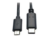 Eaton Tripp Lite Series USB Micro-B to USB-C Cable - USB 2.0, (M/M), 6 ft. (1.83 m) - USB typ C-kabel - 24 pin USB-C till mikro-USB typ B - 1.83 m U040-006-MICRO