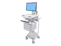 Ergotron StyleView Cart with LCD Pivot, LiFe Powered, 3 Drawers vagn - för LCD-skärm/tangentbord/mus/processor/anteckningsbok/streckkodsläsare - TAA-kompatibel SV44-1332-2