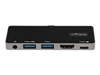 StarTech.com USB-C-multiportadapter - USB-C till 4K 60 Hz HDMI 2.0, 100 W Power Delivery Pass-through, 3-ports USB 3.0-hubb, ljud - USB-C minidockningsstation - bärbar USB Type-C-resedocka - dockningsstation - USB-C - HDMI DKT30ICHPD