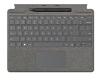 Microsoft Surface Pro Signature Keyboard - tangentbord - med pekplatta, accelerometer, Förvarings- och laddningsfack för Surface Slim Pen 2 - Nordisk - platina - med Slim Pen 2 Inmatningsenhet 8X8-00069