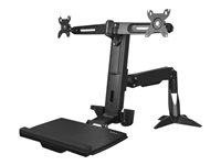 StarTech.com Sit Stand Dual Monitor Arm, Desk Mount Dual Computer Monitor Adjustable Standing Workstation for up to 24" Displays, VESA Ergonomic Stand Up Desk Converter with Keyboard Tray - Stand Up Office Desk (ARMSTSCP2) monteringssats - för 2 monitorer - svart - TAA-kompatibel ARMSTSCP2