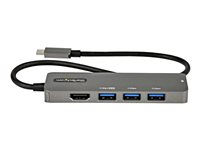 StarTech.com USB C Multiportadapter - USB-C till HDMI 2.0b 4K 60Hz (HDR10), 100W strömförsörjning Pass-Through, USB 3.0 hubb med 4 portar - USB Type-C mini-dockningsstation - 30 cm (12") lång ansluten kabel - dockningsstation - USB-C - HDMI DKT30CHPD3