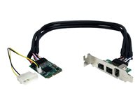 StarTech.com 3 Port 2b 1a 1394 Mini PCI Express FireWire Card Adapter - FireWire adapter - PCIe Mini Card - FireWire 800 - 2 ports + 1 x FireWire - MPEX1394B3 - FireWire-adapter - PCIe Mini Card - 2 portar MPEX1394B3