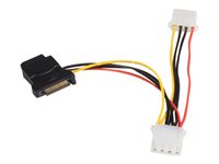 StarTech.com SATA to LP4 Power Cable Adapter with 2 Additional LP4 - Power adapter - 4 pin internal power (F) to SATA power (M) - 5.9 in - black - LP4SATAFM2L - strömadapter - 4 pin intern effekt till SATA-ström - 15 cm LP4SATAFM2L