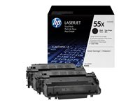 HP 55X - 2-pack - Lång livslängd - svart - original - LaserJet - tonerkassett (CE255XD) CE255XD