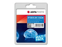 AgfaPhoto Multi pack - 2-pack - svart, färg (cyan, magenta, gul) - kompatibel - återanvänd - bläckpatron (alternativ för: HP 300XL, HP CC641EE, HP CC644EE) APHP300XLSET