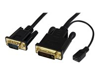 StarTech.com 6 ft DVI to VGA Active Converter Cable - DVI-D to VGA Adapter - Digital DVI to Analog VGA w/ built-in 6ft Cable - 1920x1200 (DVI2VGAMM6) - videokonverterare - svart DVI2VGAMM6