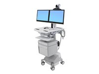 Ergotron StyleView Telemedicine vagn - öppen arkitektur - för 2 LCD-bildskärmar/tangentbord/mus/processor/bärbar dator/kamera/skanner - grå, vit, polerat aluminium - TAA-kompatibel SV44-56T1-2