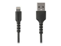 StarTech.com 1m tålig svart USB-A till Blixtkabel - Tungt, robust aramifiber USB typ A till Blixtladdare/synkron strömsladd - Apple MFi-certifierad iPad/iPhone 12 - Lightning-kabel - Lightning / USB - 1 m RUSBLTMM1MB