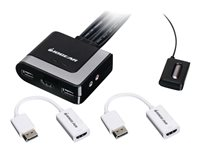 IOGEAR 2-Port HDMI and DisplayPort KVM Kit - Cables Included - omkopplare för tangentbord/video/mus/ljud/USB - 2 portar GCS62HDPKIT