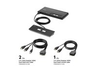 Belkin Modular Secure Dual Head - omkopplare för tangentbord/video/mus - 2 portar - TAA-kompatibel F1DN202MOD-HH-4