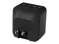 StarTech.com 4-Port Travel USB Wall Charger - 34W/6.8A International Travel Adapter - Portable USB Charging Station (USB4PACBK) strömadapter - USB - 34 Watt USB4PACBK