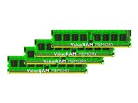 Kingston ValueRAM - DDR3 - sats - 32 GB: 4 x 8 GB - DIMM 240-pin - 1333 MHz / PC3-10600 - ej buffrad KVR1333D3N9HK4/32G