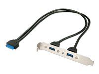 Lindy 2 Port USB 3.0 PC Back Plate - USB-panel - USB till 20 stifts IDC 33096