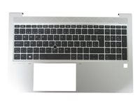 HP - ersättningstangentbord för bärbar dator - med pekpinne, ClickPad - QWERTZ - schweizisk - med övre skydd Inmatningsenhet M35816-BG1